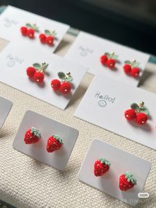 Pendientes de microcrochet con hilo DMC, joyería de ganchillo con frutas, colgantes de algodón, lichi, fresa, melocotón - Product Image 2