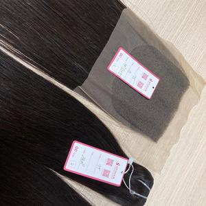 Extensions naturelles lisses et vierges, vente en gros, avec fermeture en dentelle HD 100%, Machine à coudre, Extension à Double trame - Product Image 4