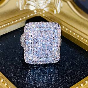 Men's Luxury 10K 18K Gold Hip Hop <b>Ring</b> Trendy Ice VVS Lab Grown Full Diamond for Weddings Anniversaries Rounded Alphabet <b>Costume</b> - Product Image 4