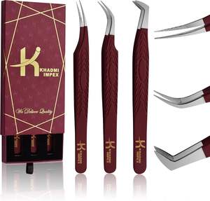 Pinzas para Extensión de Pestañas, Punta de Fibra, Pinzas Rectas y Curvas para Pestañas de Volumen y Extensión - Product Image 6