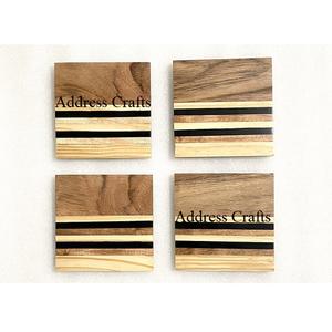 New Design <b>Non</b> <b>Slip</b> Wood Resin 4-Piece Eco-Friendly Durable Heat Resistant Coasters Drinks Tabletop <b>Kitchen</b> <b>Mats</b> Pads - Product Image 2