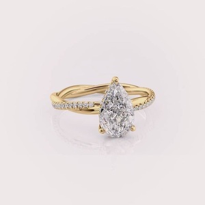 Bague en diamant de culture certifié IGI pour mariage et fiançailles en or jaune/blanc et or rose massif 14 carats - Product Image 5
