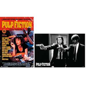 ชุดโปสเตอร์โมเดิร์นพัลพ์ฟิกชั่น 2 ชิ้น พร้อมกรอบสีดำ ตกแต่งผนังสไตล์อาร์ตเดโค โปสเตอร์หลักและลายปืนสำหรับตกแต่งวันเกิด - Product Image 1