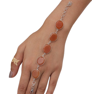 925 Sterling Silver Handmade Gemstone Cornaline Spinner Bracelet Beaux Bijoux 925 Estampillé Argent Design Bracelet Solide - Product Image 1