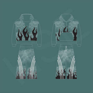 ชุดวอร์มลายพิมพ์ไท-ได แฟชั่นลายเปลวไฟ |   ชุดสองชิ้นโลโก้แบบกำหนดเอง - Product Image 4