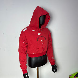 เสื้อฮู้ดดี้ผู้ชายสไตล์วินเทจปี 2026 แบบ OEM ขายส่ง ผ้าฟลีซรักษ์โลก ปักลาย апплика ล้างสีแบบ Acid Wash หนานุ่ม ทรงดิสเทรส - Product Image 5