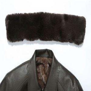 Men's PU Leather <b>Jacket</b> Faux Fur Lined Stand Collar Windproof <b>Winter</b> Biker Coat Regular Fit Solid Color Thick Material - Product Image 3