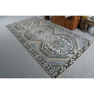 Alfombra de 5.1x9.4 pies, Alfombra Turca Vintage Grande, Alfombra de Lana Azul - Product Image 2