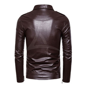 Veste en cuir d'hiver pour homme, design personnalisé, couleur unie, respirante, col montant, logo sur le devant, couleurs personnalisables - Product Image 2