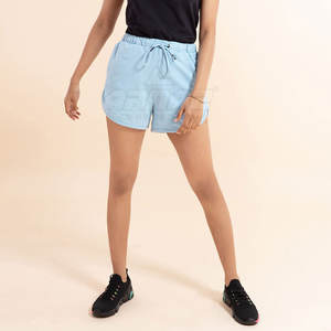 Pantalones cortos de mezcla de algodón para mujer con cintura con cordón y pantalones cortos informales cómodos de estilo veraniego relajado para mujer - Product Image 5