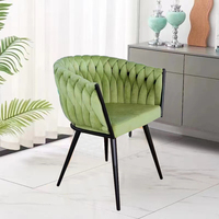 Chaises en velours vert chaises de restaurant de luxe modernes nordiques fauteuils rembourrés chaises en velours