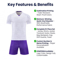 Camiseta de Fútbol Personalizada Versión Jugador Morada, Sublimación por Transferencia de Calor, Malla de Poliéster con Logotipo