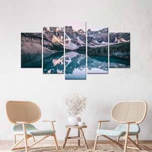 Arte de pared de cristal con diseño de lago Moraine: Impresión en lienzo de paisaje, decoración de oficina, lienzo enrollado 5Pmix - Product Image 1