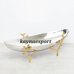 Bol ovale poli miroir pour riz, avec support en feuille d'or, moderne, écologique, style coréen, pour camping, en métal - Product Image 1