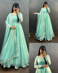Diseñador Premium lavanda Anarkali vestido Bollywood elegante bordado Georgette Salwar para boda de lujo ropa festiva - Product Image 2