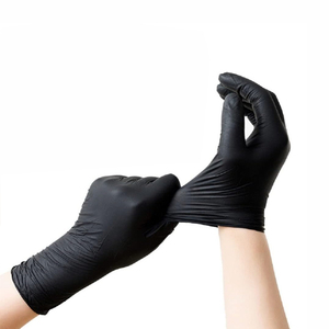 Guantes de Examen Médico Desechables de Nitrilo Negro, Sin Polvo, Cinco Dedos, Impermeables, Antideslizantes, con Puño Elástico, Lisos - Product Image 4