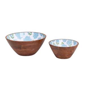 Handmade Wooden Serving Bowl with Enamel Inside for Salads Kitchen Serving Bowl Salad Bowl Rice For Restaurant - Product Image 2