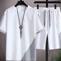 Ensemble de sport d'été pour homme, personnalisé OEM avec logo sérigraphié, T-shirt à manches courtes et pantalon en tissu gaufré, coupe ample, respirant