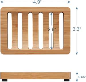 Bamboo Soap Dish Wooden Holder 2 Pack for <b>Bar</b> Wooden soap Tray Kitchen Tray Self Draining - Product Image 5