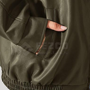 Chaqueta de Cuero Tejida de Invierno para Mujer, Nueva Moda, 100% Cuero Genuino, Logotipo Frontal, Secado Rápido y Transpirable, Servicio OEM Personalizado - Product Image 6