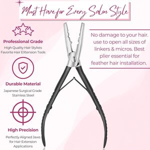 Alicates para extensiones de cabello de acero inoxidable multifuncionales de calidad superior, herramienta profesional de doble agujero, extensiones de cabello sin costuras - Product Image 3