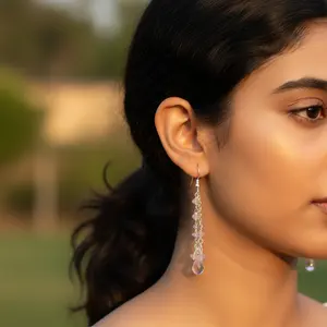 "<b>Rose</b> Gold <b>Rose</b> <b>Quartz</b> Trendy <b>Earrings</b> for Women-Gift Option" - Product Image 1