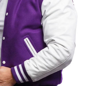 Prix de gros d'usine Quick Dry Leather Sleeve Varsity For Men Leather Sleeve CollegeBaseballjacket pour hommes DDP Shipping - Product Image 2