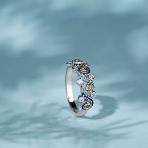 Bague de mode Jeulia Pure Night en argent sterling, coupe ronde, inspirée de la nuit étoilée - Product Image 6