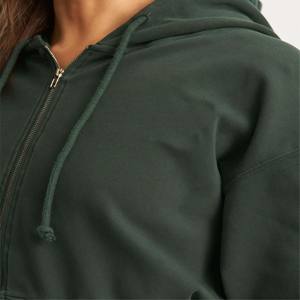 Ensemble sweat à capuche zippé personnalisé et pantalon de jogging survêtements en coton surdimensionnés brodés survêtements lavés à l'acide ensembles de sweats à capuche courts pour femmes - Product Image 6