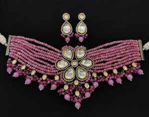 Hermoso Original chapado en oro clásico Kundan con espalda Meenakari gargantilla conjunto con pendientes para mujeres bodas compromisos desgaste - Product Image 3