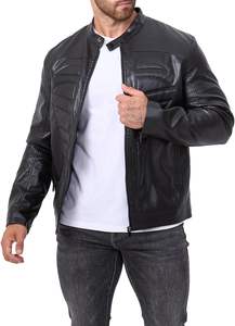 Veste d'hiver en cuir thermique pour homme avec fermeture éclair de couleur unie et fausse plume Design décontracté en PU Taille Plus 8XL avec détail bouffant - Product Image 5