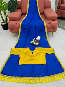 Grand Mul Cotton Saree Set Nặng Ren Biên Giới Với Latkan Mon Banglori Lụa Áo Cưới Khách Trang Phục - Product Image 4