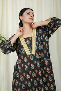 Dernière impression, kaftan grande taille pour les femmes, robe longue au sol à manches trois-quarts - Product Image 4