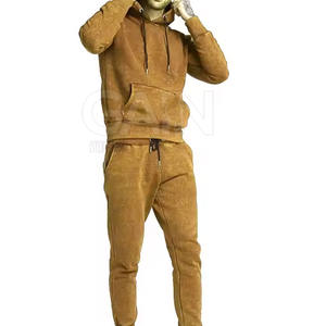 Chándal de invierno con capucha de color liso, lavado ácido, transpirable y de secado rápido para hombre, servicio OEM personalizado - Product Image 2