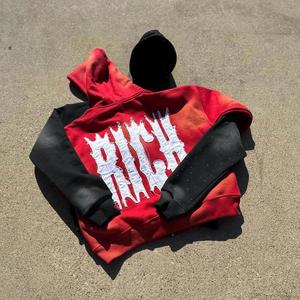 Parche personalizado trabajo sudaderas con capucha Streetwear de gran tamaño pulóver sudaderas con logotipo bordado ácido lavado diseño al por mayor - Product Image 2