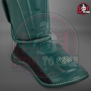 Protector de Espinilla para Boxeo y MMA, Color Verde, Servicio OEM, Mejor Proveedor, Duradero, Ligero, de Cuero, con Cierre de Velcro, Protección y Absorción de Impactos - Product Image 5