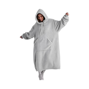 Couverture à capuche en tricot doux personnalisable, écologique et de haute qualité, en flanelle polaire unie, anti-boulochage, chaude et confortable - Product Image 1