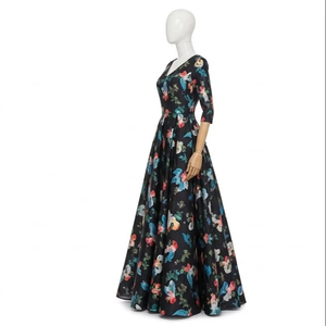 Robe de soirée formelle à col en V, anti-rides, en tissu polyester, imprimée numériquement, pour mariage, vente en gros - Product Image 3