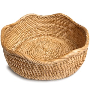 Paniers de rangement circulaires en rotin naturel faits à la main, écologiques, modernes, multifonctionnels, paniers à pain, paniers à fruits en osier - Product Image 6