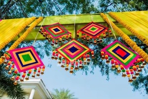 Colgante de pared con forma de cometa colorida tradicional india, decoración del hogar, decoración de pared, decoración india, decoración del hogar, colgante decorativo - Product Image 2