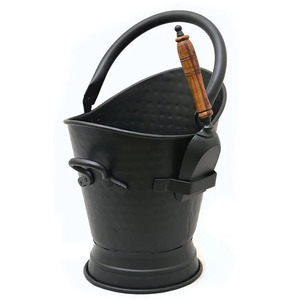 Cubo de almacenamiento de carbón para chimenea de diseño antiguo, cubo de basura con diseño de acabado mate plateado, cubo de basura con mango - Product Image 4