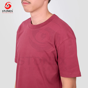 T-shirt de fitness pour homme, col rond, respirant, anti-transpiration, décontracté, couleur unie, 100% coton, coupe ample, 300g - Product Image 5
