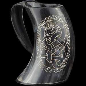 Elegante Animal Religioso Vikingo Beber Cuerno Taza Pulido Impermeable Hecho a mano Regalo de Navidad Artesanía Natural Diseño FAIZA CRAFT - Product Image 1