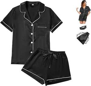 Conjunto de Pijamas para Mujer, Estilo Camisero con Botones, Ropa de Dormir de Verano, Manga Corta, Cómodo Conjunto de Pijamas para Estar en Casa - Product Image 4