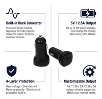 Cargador USB Personalizable para Auto, 12V 24V a 5V 2.5A, Adaptador Universal para Encendedor de Cigarrillos, para Teléfono, Cámara de Coche, GPS, Tablet