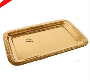 Plateau de service décoratif en acier inoxydable finition argentée, très vendu, pour hôtel, restaurant et bar - Product Image 5