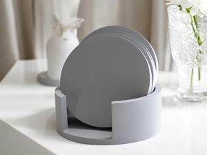 Juego de 4 Posavasos de Jesmonita con Soporte, Juego de Posavasos Hechos a Mano en Color Neutro, Accesorios para Mesa de Centro y Hogar - Product Image 5