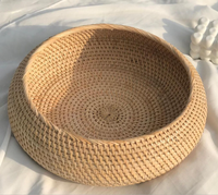 Panier de rangement alimentaire en rotin naturel Sisu Handicraft, écologique, avec poignée, forme circulaire, multi-usages pour la maison