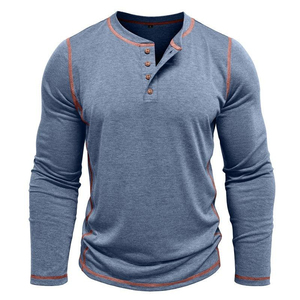 2025 New Arrival <b>Men's</b> <b>Henley</b> <b>Shirts</b> Elegant and Fashionable Lightweight Soft Cotton Everyday Wear Plus Size Knitted Fabric - Product Image 1