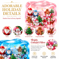Caja de Regalo Transparente Personalizada con Cubos de Espuma Rellenos de Cuentas, Juguetes Antiestrés de Santa, Muñeco de Nieve y Reno para Navidad